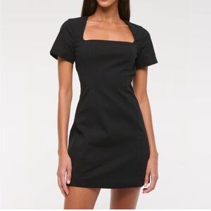 Elegant Black Square Neck Dress
